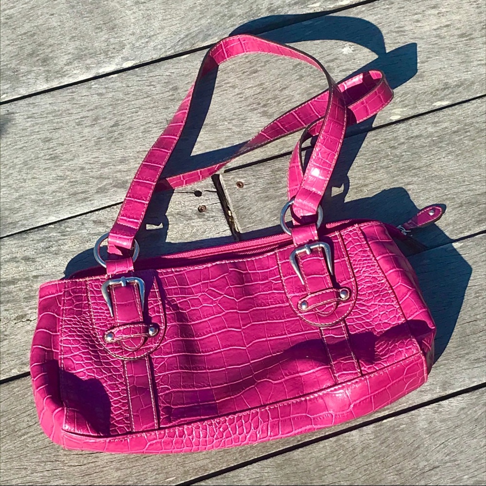 Pink Alligator Skin Shoulder Bag